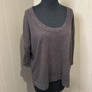 James Perse heather gray cotton scoop neck dropped shoulder short sleeve top. XL
